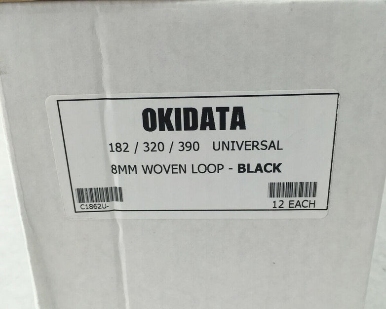 Okidata 8mm Woven Loop Black Compatible with 182/320/390 C1862U Lot of 12