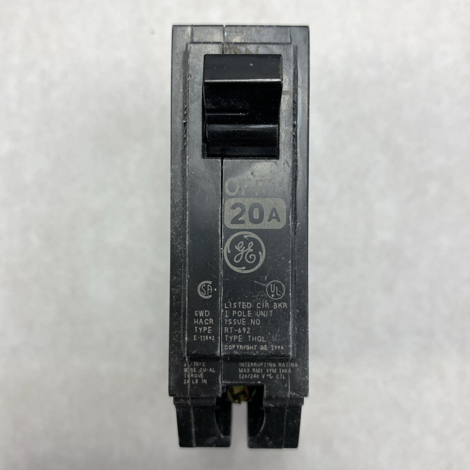 General Electric Model C THQL1120 20A Plug In Circuit Breaker Box Of 107