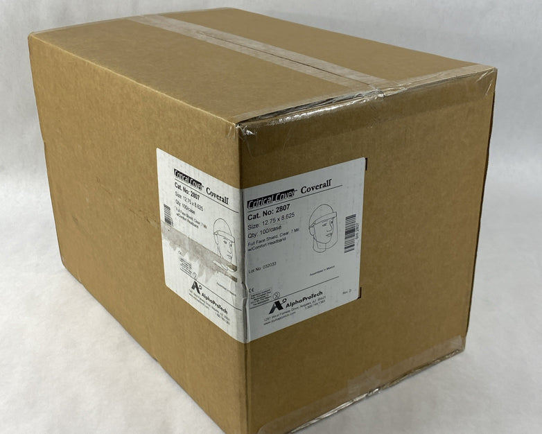 Alpha Protech Critical Cover Coverall 2807 Full Face Shields Clear - Case of 100