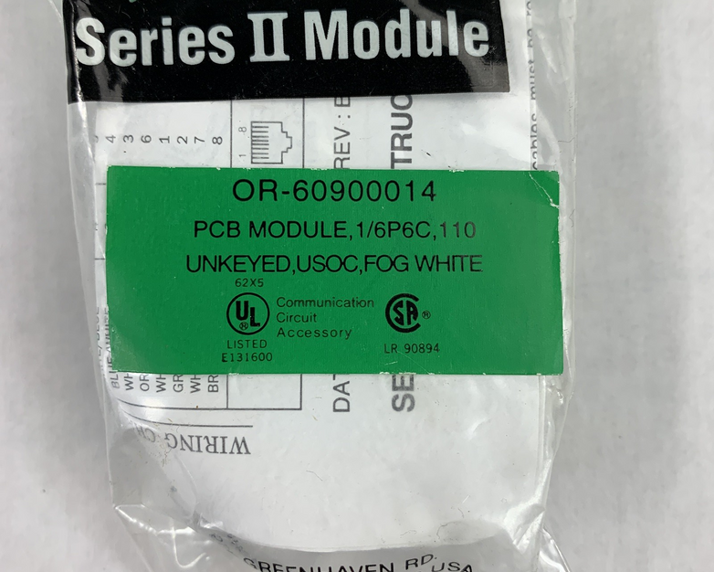 Ortronics OR-60900014 PCB MODULE 1/6P6C 110 UNKEYED USOC FOG WHITE New