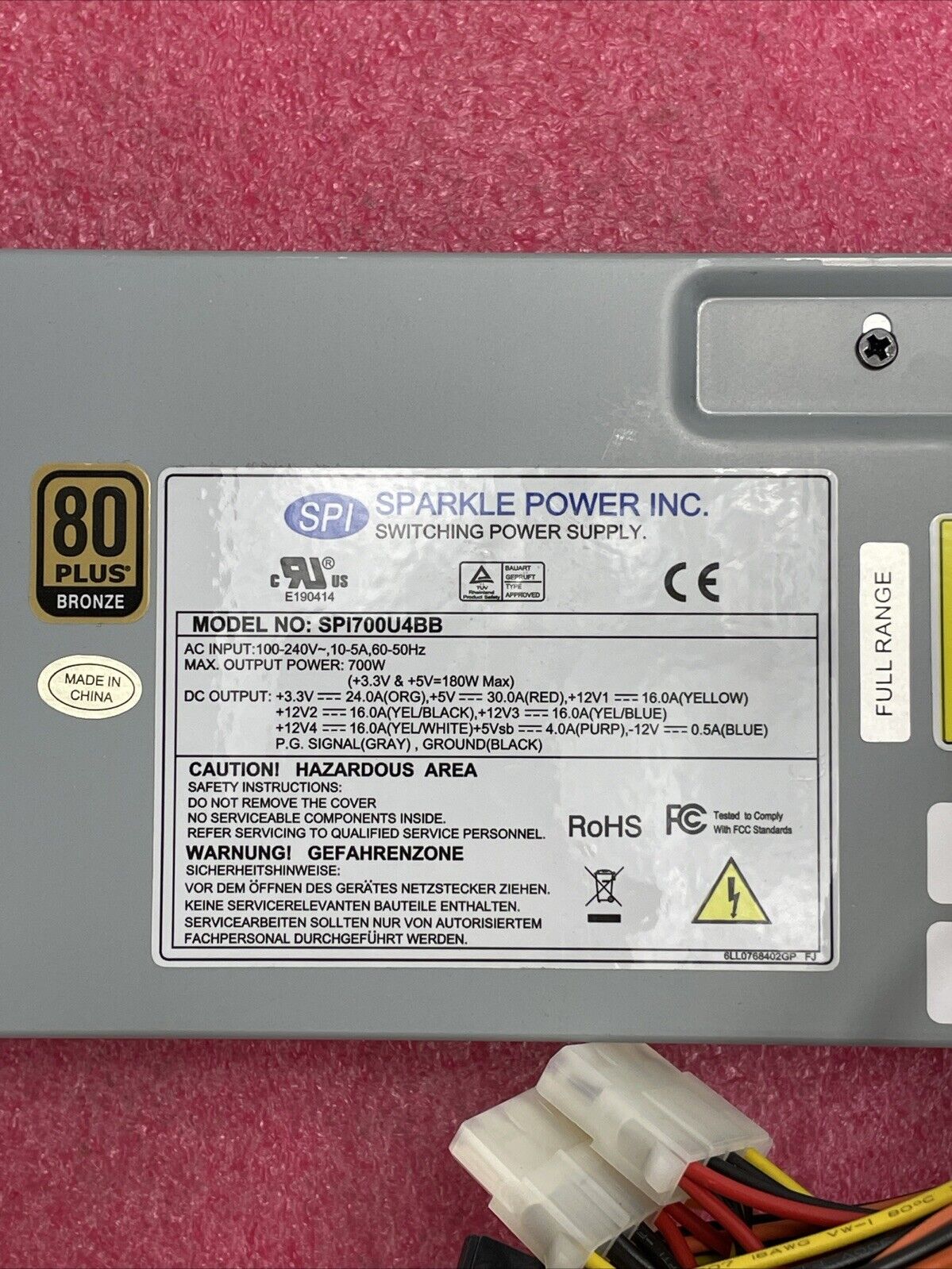 SPI Sparkle Power SPI700UBB 80 Plus Bronze 700W Power Supply