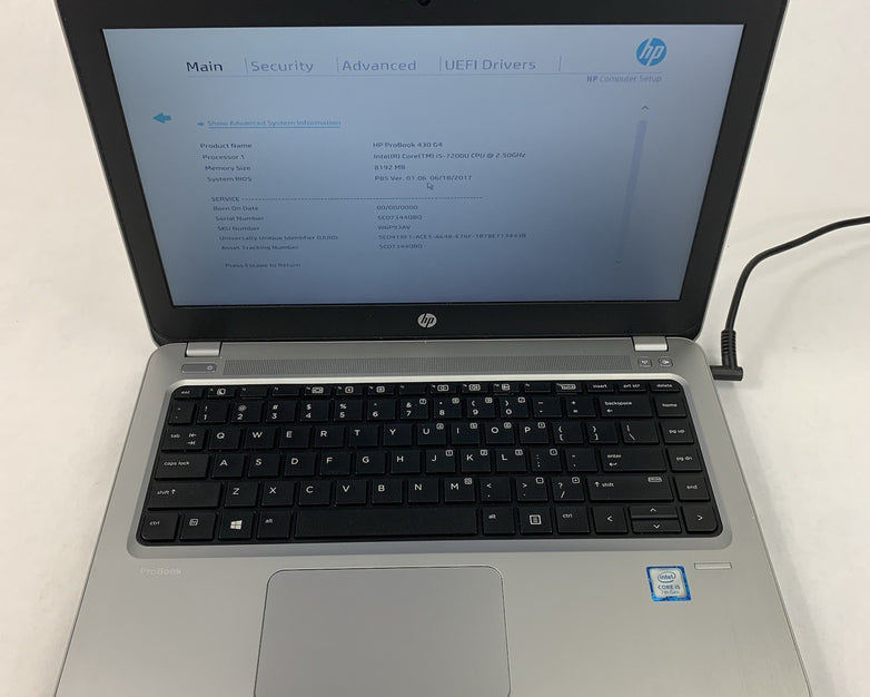 HP Probook 430 G4 13.3" Laptop i5-7200u 2.5 GHz 8 GB Ram No OS/HDD/AC/BATT