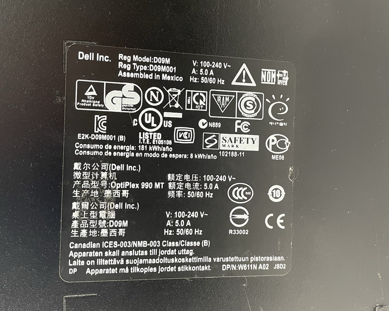 Dell Optiplex 990 MT i7-2600 3.40 GHz 4 GB RAM No HDD/OS