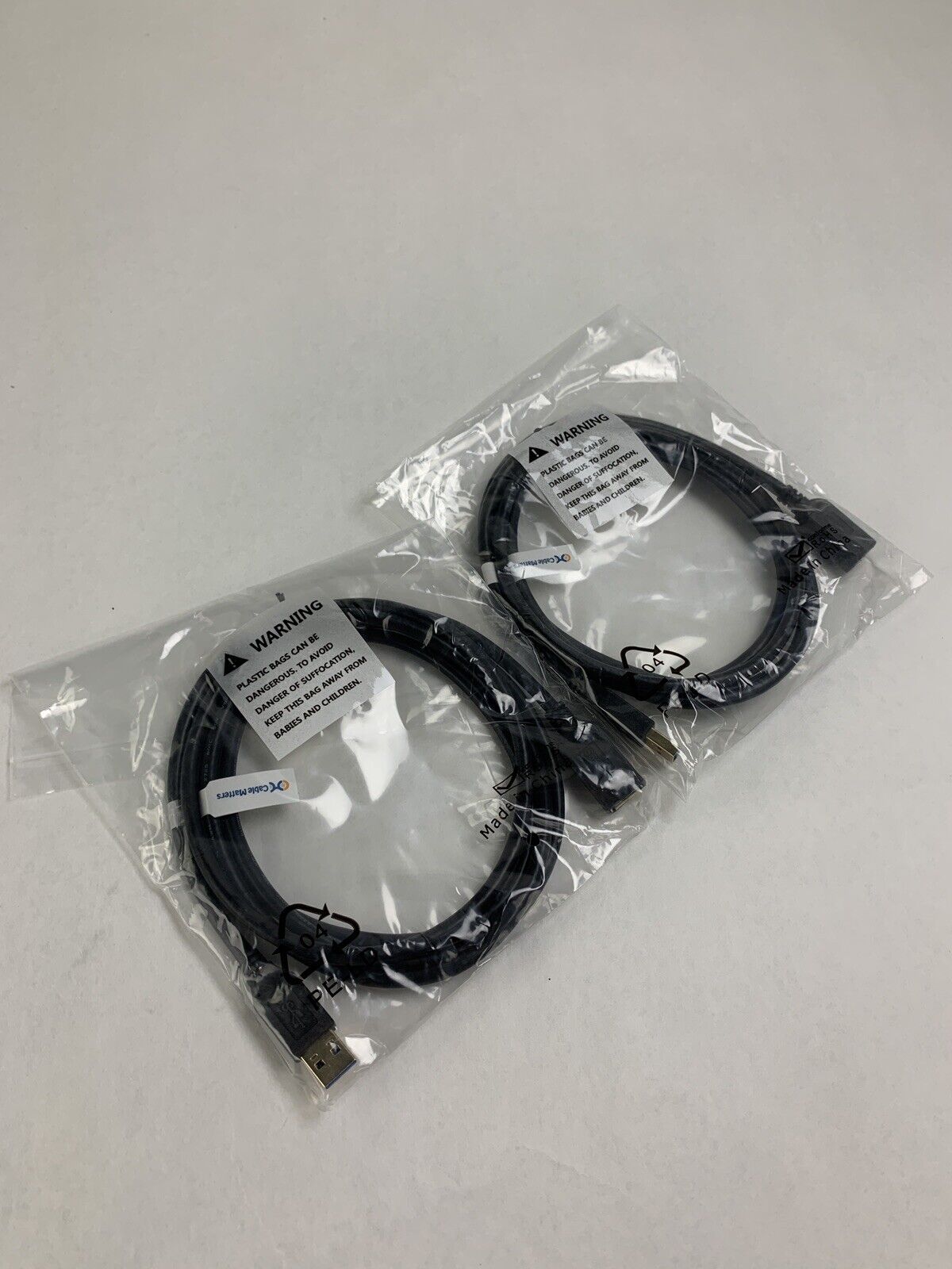 Lot of 2 2-Pack Cable Matters USB 3.0 Type A SuperSpeed 6FT 200008-Black-6x2