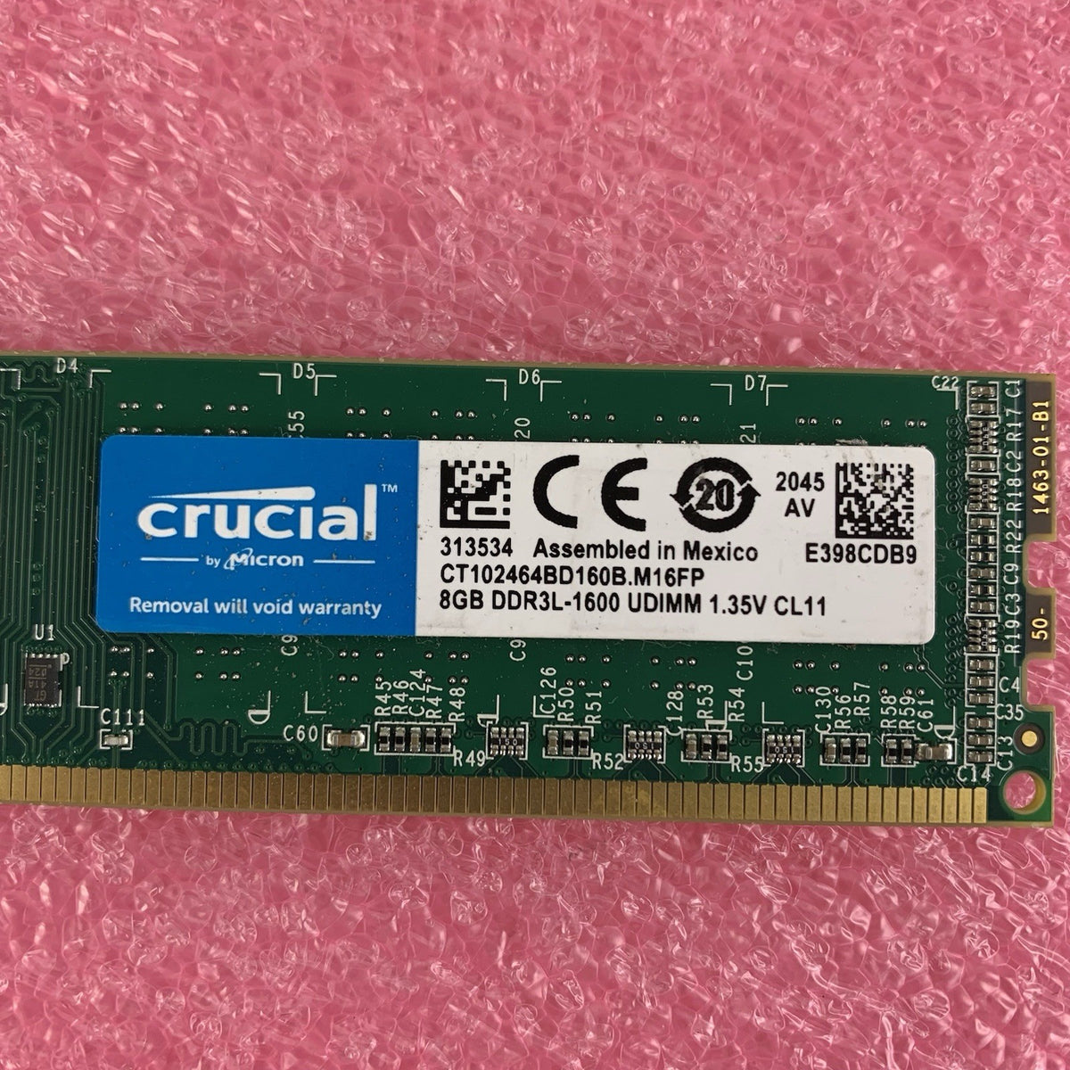 Micron CT102464BD160B.M16FP 8GB Memory DDR3L-1600 UDIMM 1.35V CL11 Lot of 26