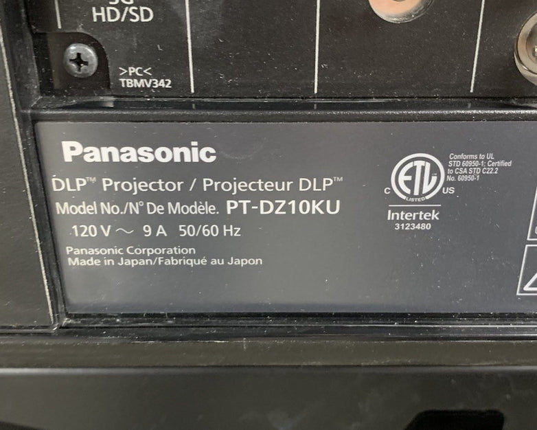 Panasonic PT-DZ10KU WUXGA DLP Lamp Projector - Tested No Lens No Remote