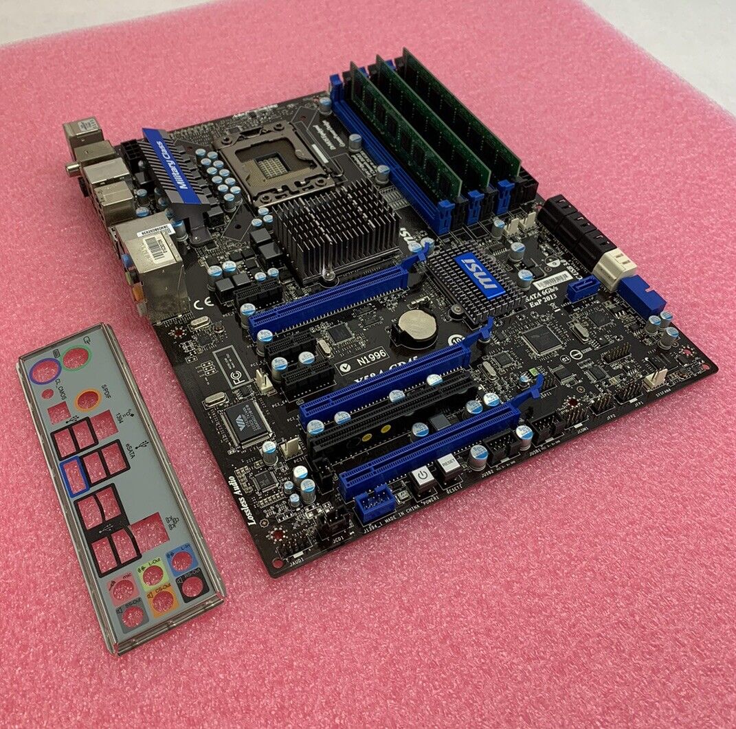 MSI X58A-GD45 Motherboard Intel 2.8GHz 16GB RAM w/Shield No CPU