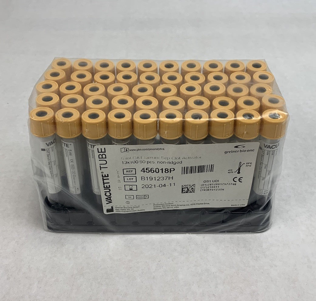 Vacuette 456018P 5ml CAT Serum Sep Clot Activator 13x100 50pcs Tubes