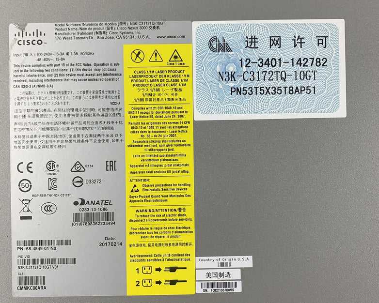 Cisco N3K-C3172TQ-10GT 48-Port 10GbEv 6x 40GbE Switch 2x Power Sup Tested Reset