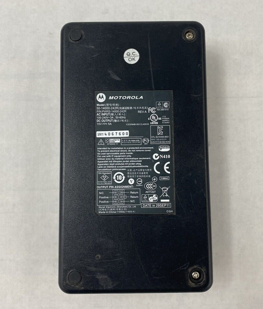 Lot of 3 Motorola 50-14000-242R 15V 5A Power Supply With Cable