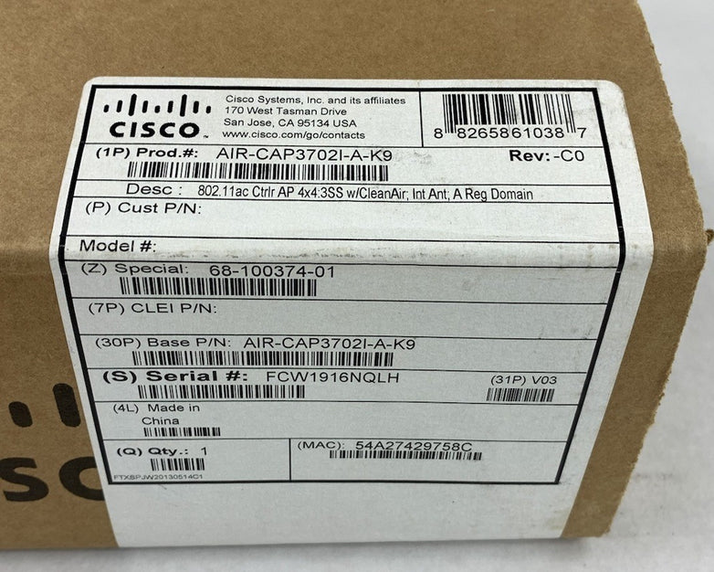 Cisco AIR-CAP3702I-A-K9 Wireless Access Point