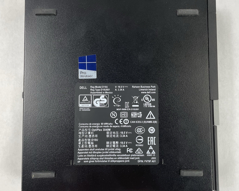 Dell Optiplex 3040 Micro i3-6100T 3.20 GHz 4 GB RAM W/AC No HDD/OS