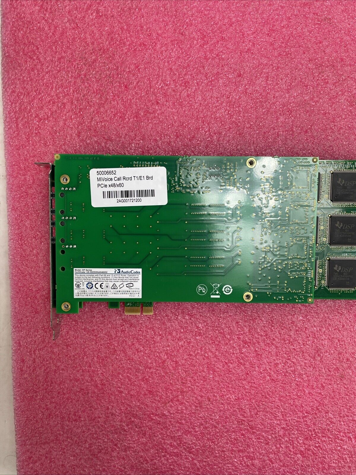 MiVoice Call Rcrd T1/E1 Brd PCIe x48/60 AudioCodes 152-1016-104