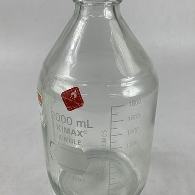 Kimax Kimble 14395-2000 2000 mL Round Wide Mouth Media Storage Bottle - No Lid