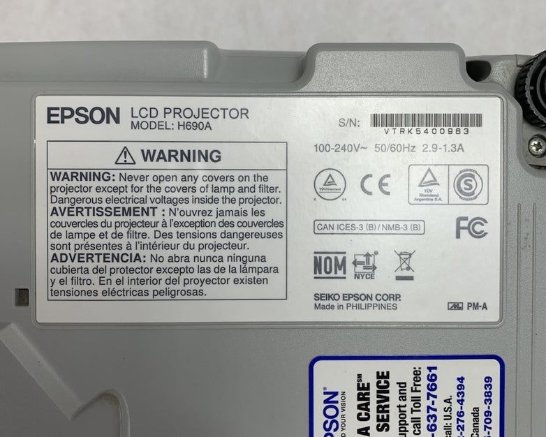 Epson PowerLite W29 H690A LCD Lamp Projector 2724 Lamp Hours - No Remote