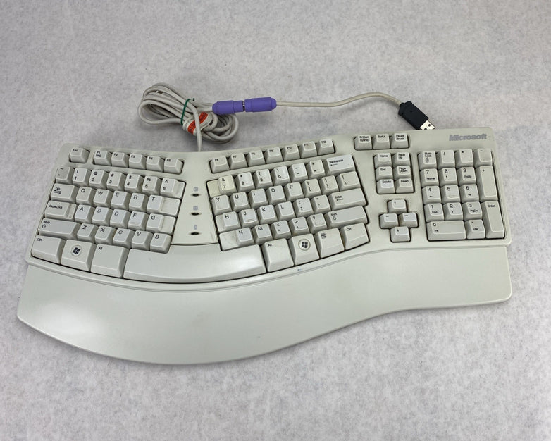 Microsoft X08-73009-01 Ergonomic Wired Keyboard w/ USB Adapter - Tested
