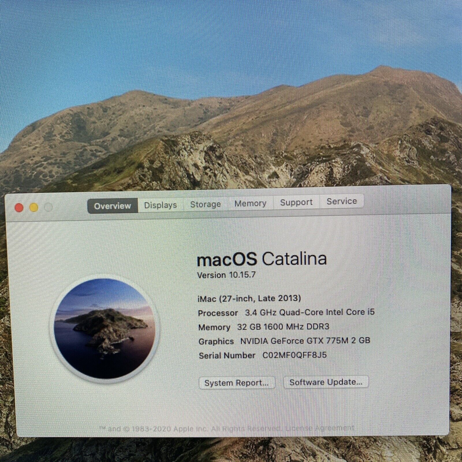 Apple A1419 iMac 2013 27" 1440p 3.4GHz Core i5 32GB RAM 1TB HDD os10.15 GTX775M