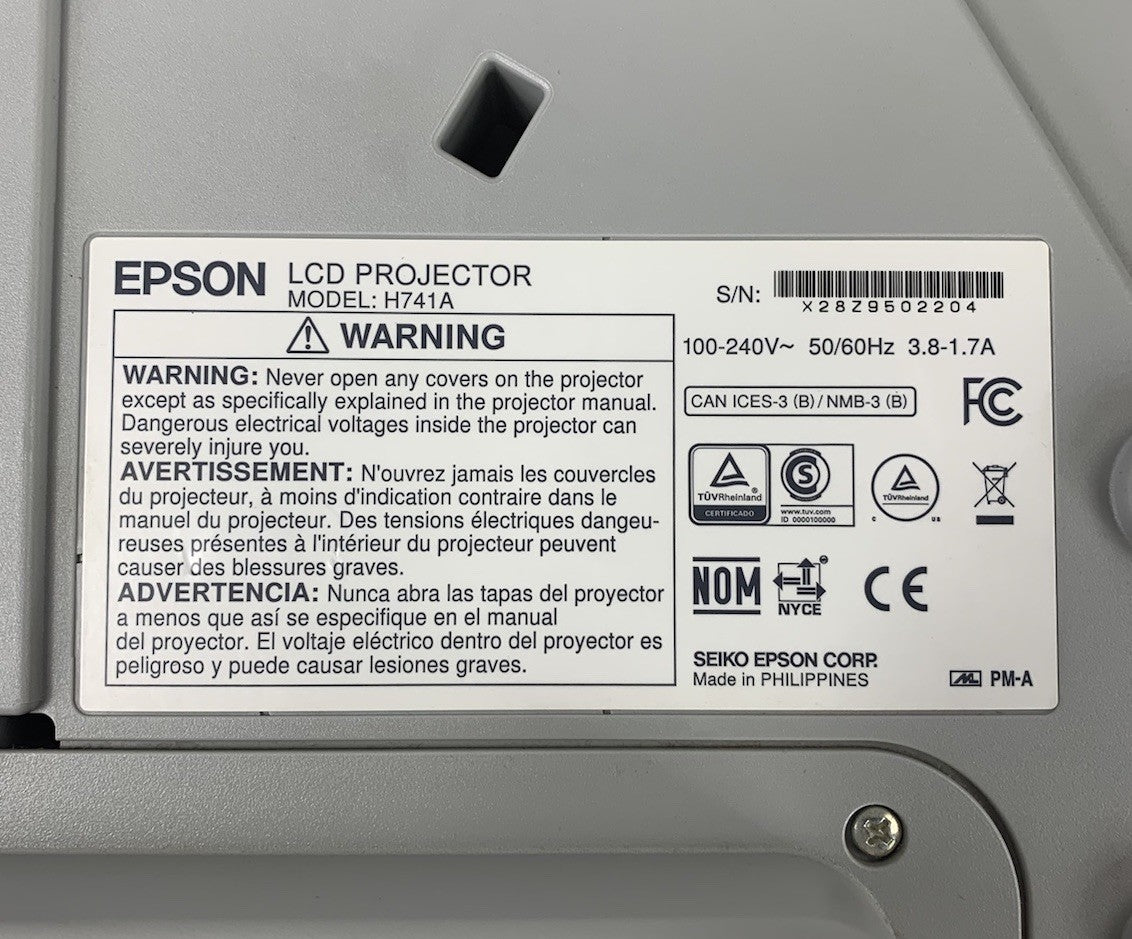 Epson H741A BrightLink 685Wi LCD Projector 2428 Lamp Hours - Missing Port Cover
