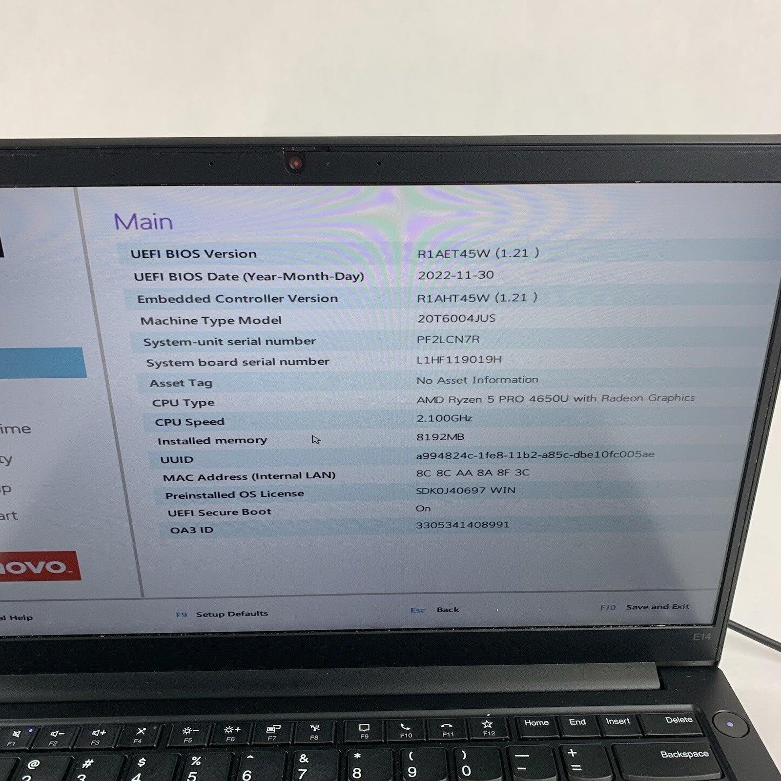Lenovo ThinkPad E14 Gen 2 14" Ryzen 5 PRO 4650U 2.1GHz 8GB Ram No OS/HDD/AC/Batt3