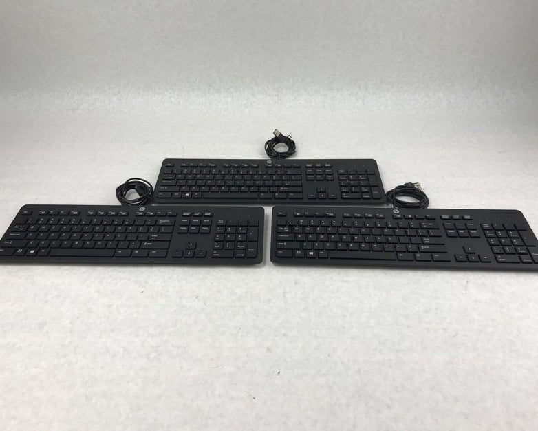 Lot of 3 HP PH0U Slim USB Multimedia Wired Desktop PC Computer Black Keyboard