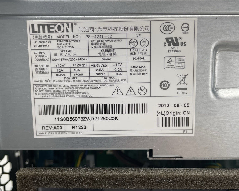 Lenovo ThinkCentre M82 Intel Core i5-3470 3.20 Ghz 4 GB RAM No HDD No OS