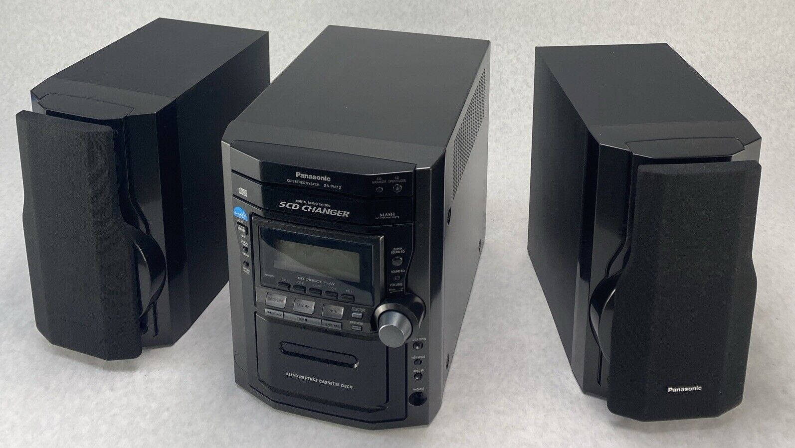 Panasonic SA-PM12 Mini Stereo 5 CD Cassette Tape SB-PM11 Speakers NO REMOTE