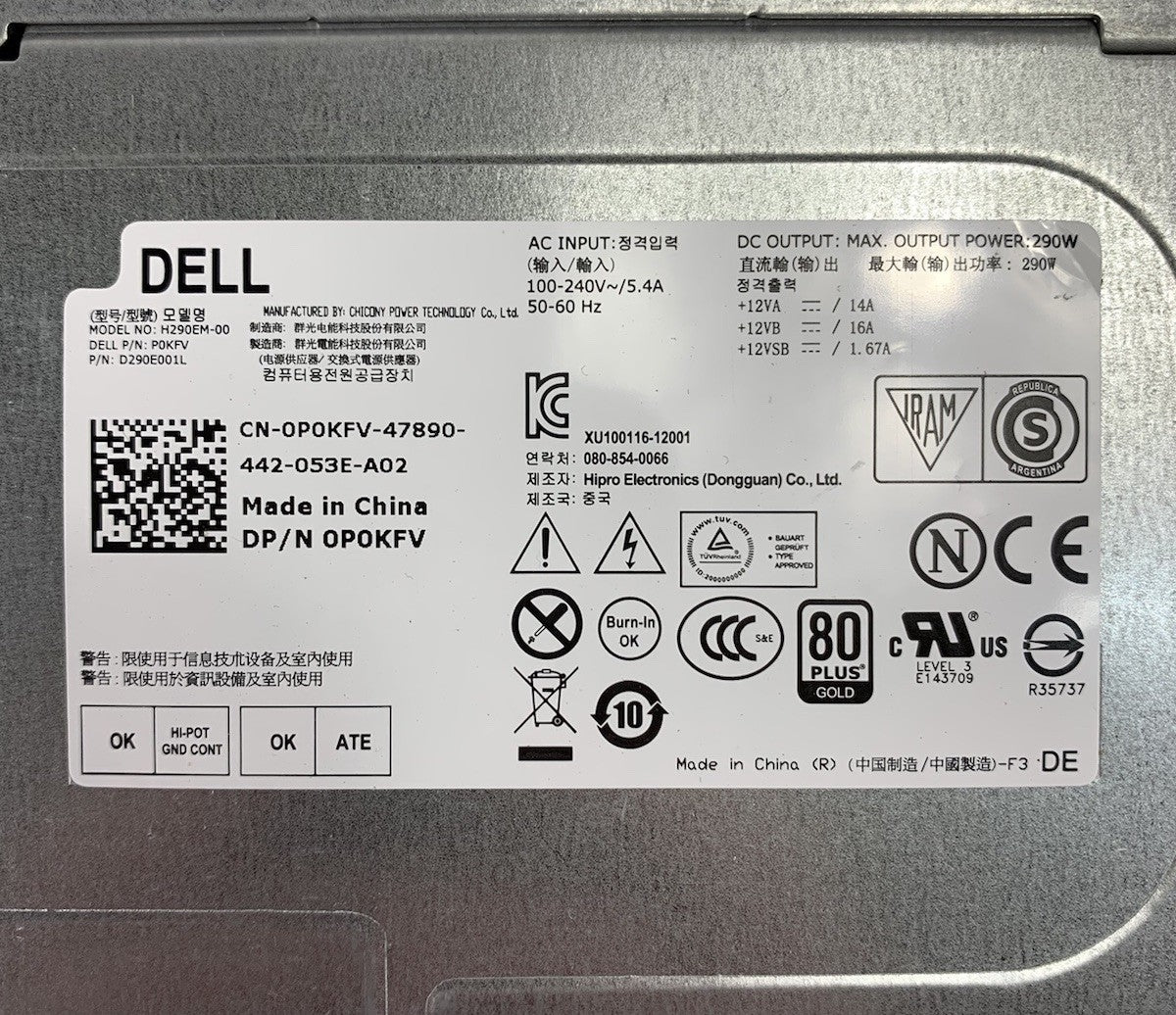 Dell Optiplex H290EM-00 290W Desktop Power Supply