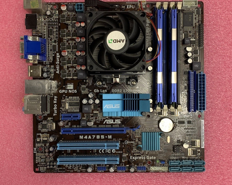 Asus M4A785-M Motherboard AMD Phenom 9550 2.2GHz 4GB RAM w/ Shield