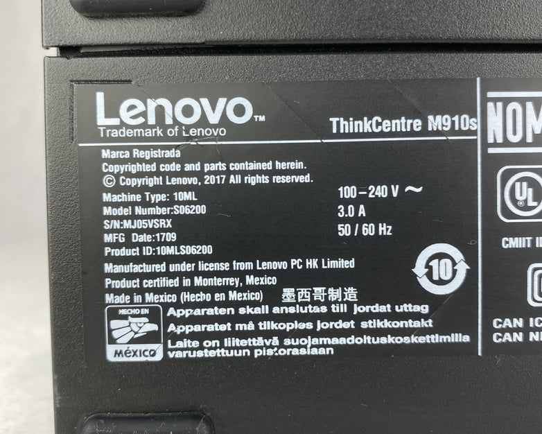 Lenovo ThinkCentre M910s SFF Intel i5-6500 3.20GHz 8GB RAM NO HDD OS
