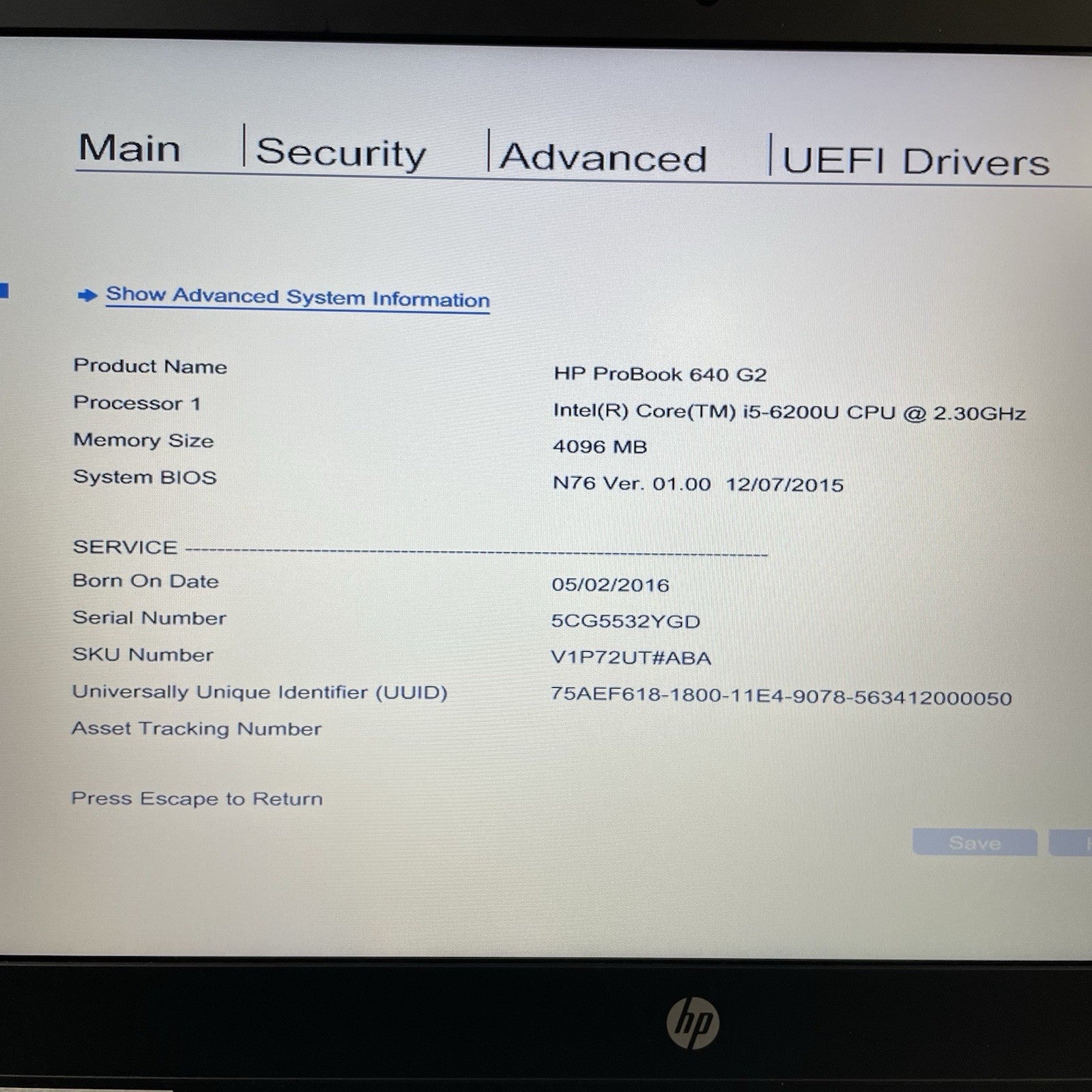 HP ProBook 640 G2 14" i5-6200U 2.30 GHz 4 GB RAM No SSD/OS/AC2