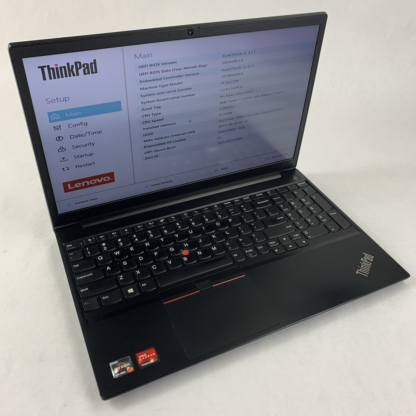 Lenovo ThinkPad E15 Gen 2 15.6" Ryzen 7 4700U 2.0 GHz 8 GB Ram No OS/HDD/AC0