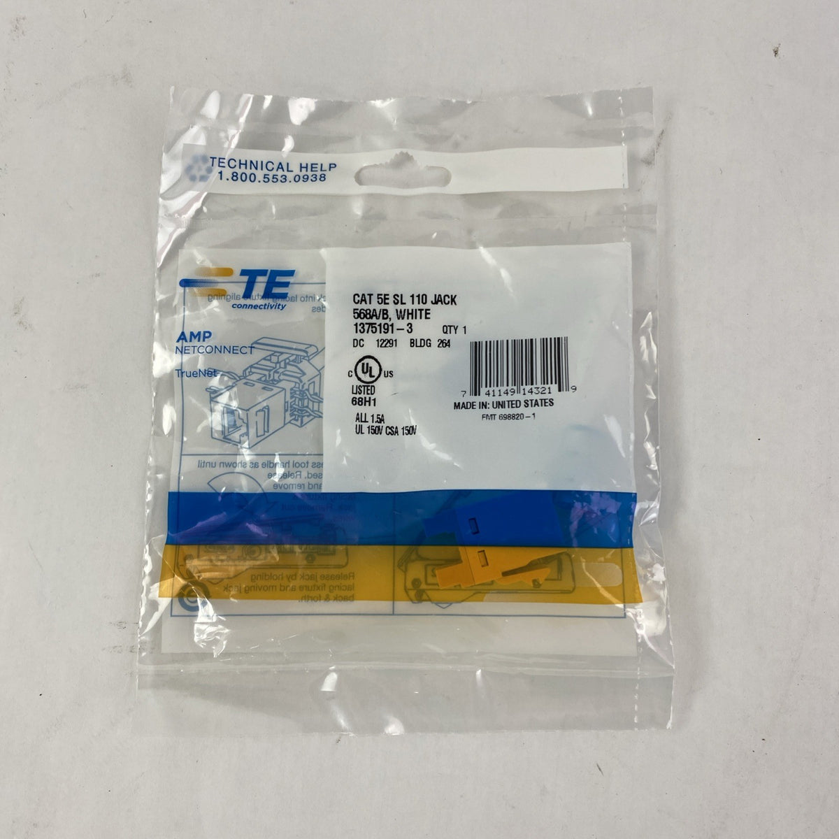 Cat 5E SL 110 Jack 568A/B White - Lot of 152