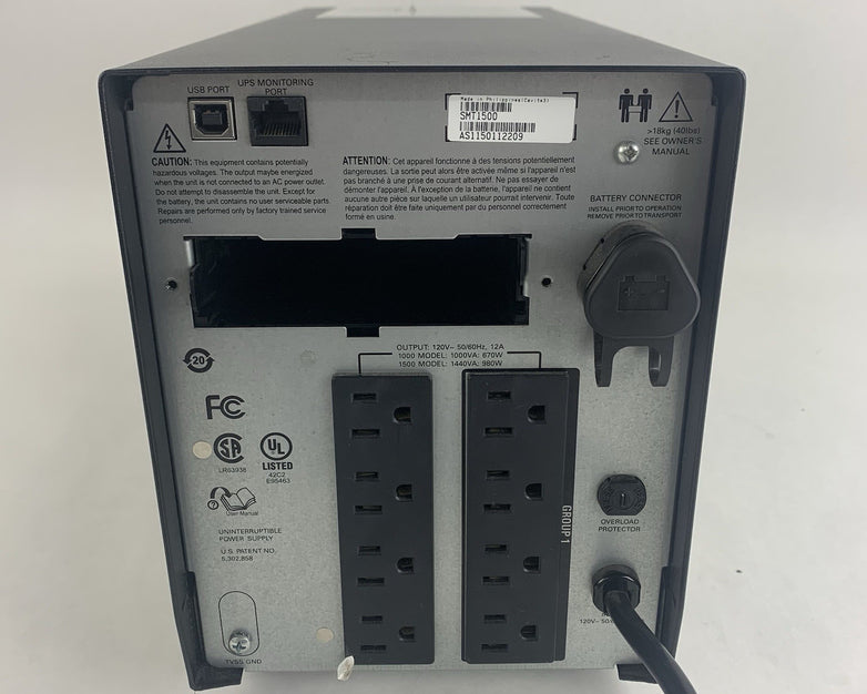 APC Smart-UPS SMT1500 LCD 1000W 1500VA 120V 8 Outlet Tested No Battery