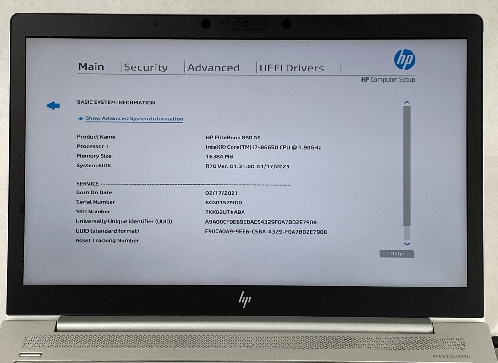 HP EliteBook 850 G6 Intel Core i7-8665U 1.9GHz 16GB RAM 15.6" No HDD No OS