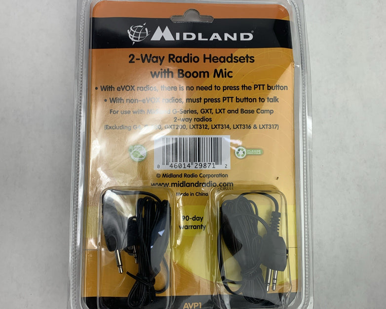 Midland AVP1 2-way Radio Headset with Boom Mic for G-Series GXT LXT Base Camp