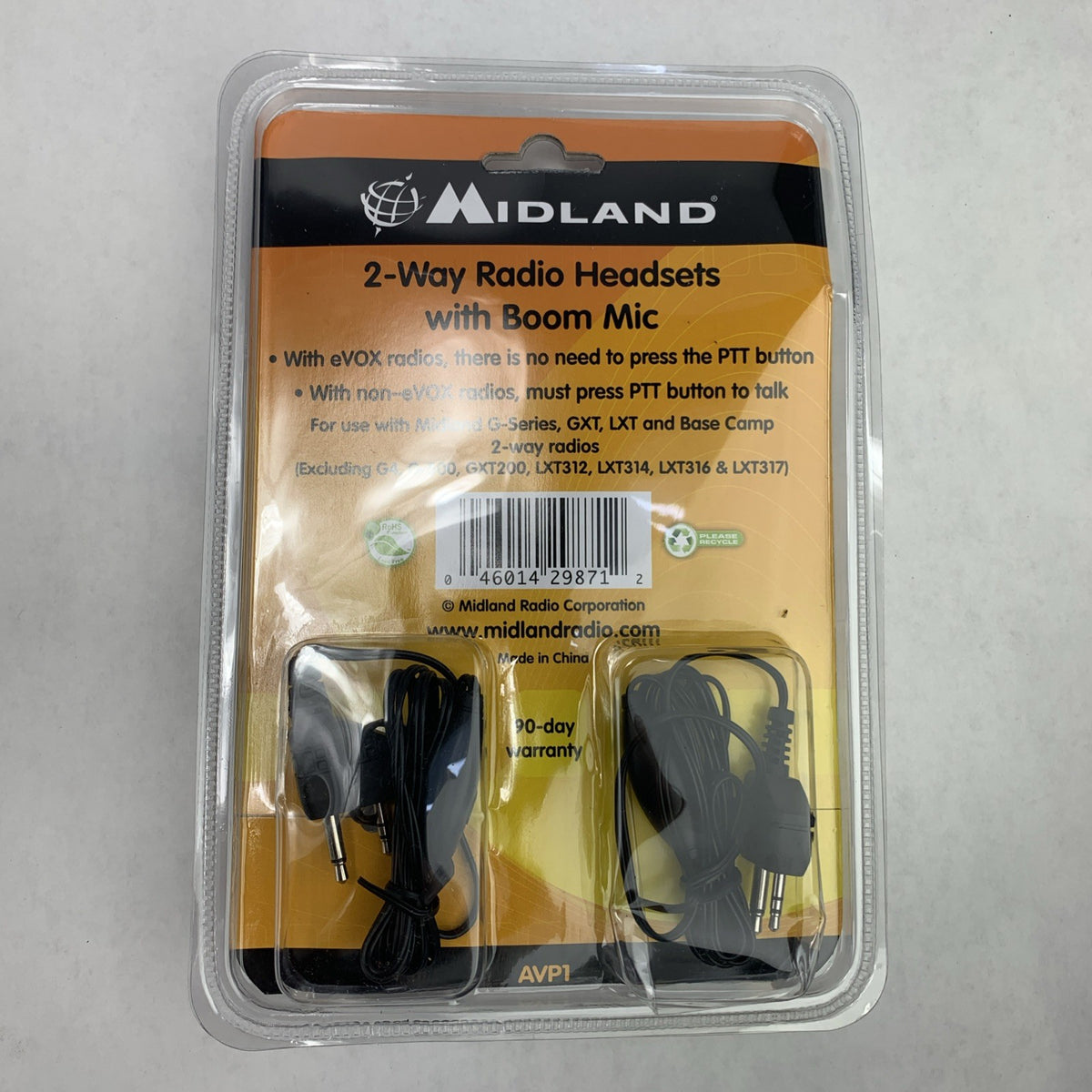 Midland AVP1 2-way Radio Headset with Boom Mic for G-Series GXT LXT Base Camp3