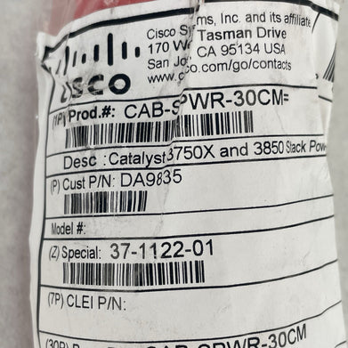 Cisco 37-1122-01 CAB-SPWR-30CM DA9835