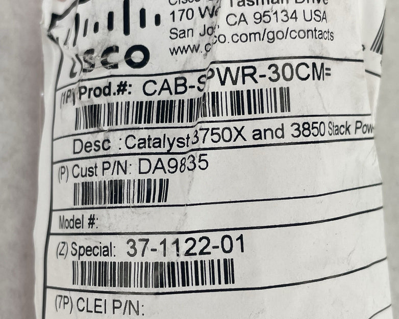 Cisco 37-1122-01 CAB-SPWR-30CM DA9835