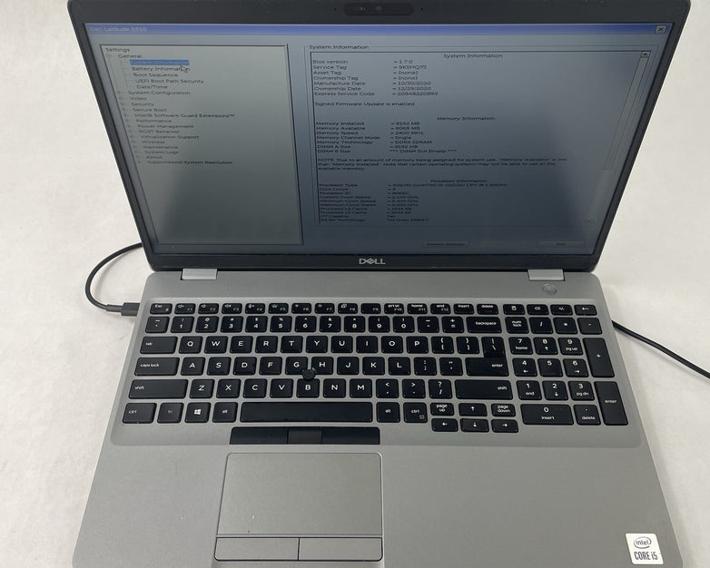 Dell Latitude 5510 15.6" i5-10210U 1.60 GHz 8 GB RAM No SSD/OS/AC/Batt