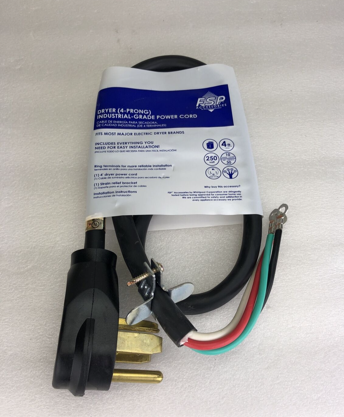 FSP Accessories Dryer (4-Prong) Industrial Grade Power Cord 4ft