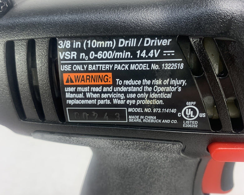 Craftsman 14.4 Volt Drill 1322518 w/ Flashlight No Battery