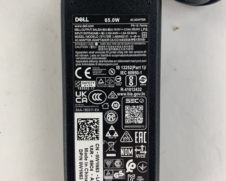 Dell LA65NS2-01 65W 19.5V 3.34A 4.5mm Small Barrel Charger AC Adapter - Lot of 4