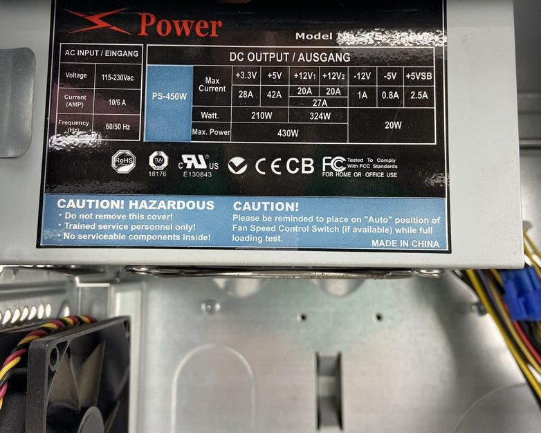 Foxconn TLA-397 USB3 Mid Tower Computer Case Power PS-450W 450W Power Supply