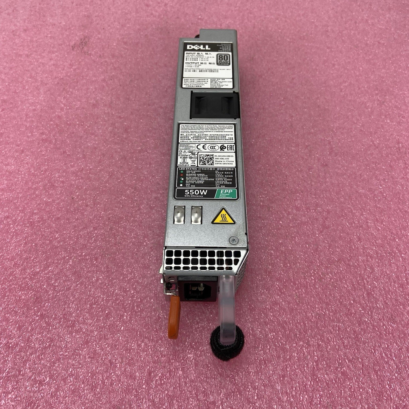 Dell 06V43G 550W 80 Plus Platinum R430 R440 Power Supply1