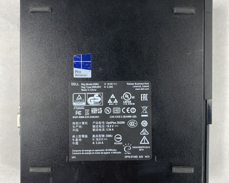 Dell OptiPlex 3020M Micro Intel Core i3-4160T 3.1GHz 8GB RAM No HDD OS AC