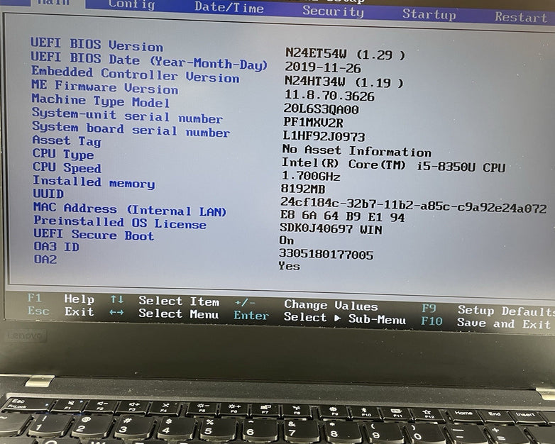 Lenovo ThinkPad T480 14" i5-8350U 1.70 GHz 8 GB RAM No SSD/OS/AC - Bad Bottom