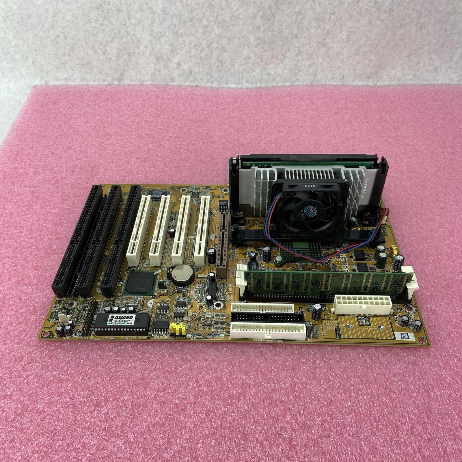 Biostar M6TBA Motherboard Intel Pentium III 448MHz 128MB RAM w/Shield 3x ISA3