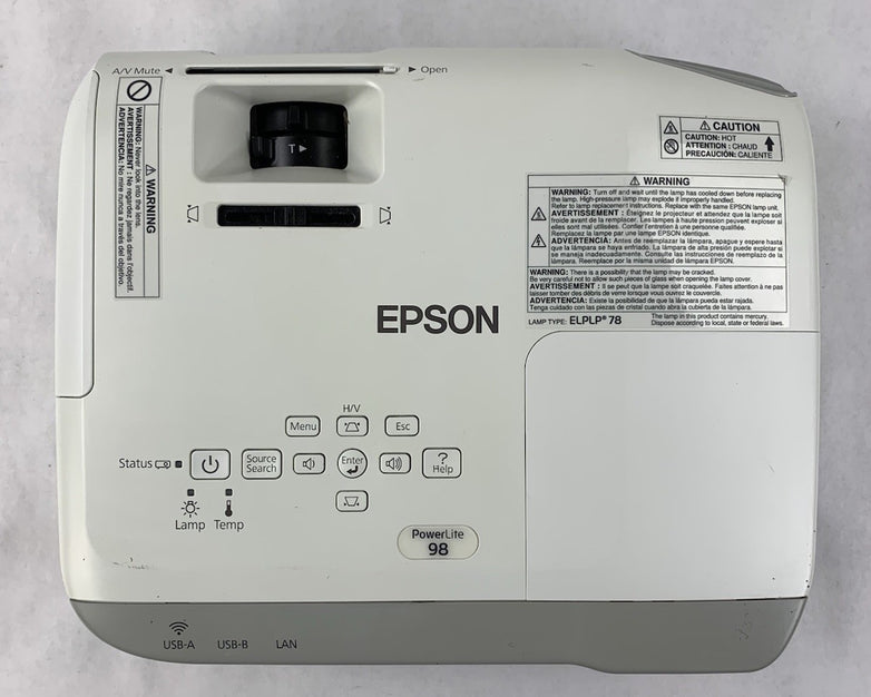 Epson PowerLite 98 H577A LCD Lamp Projector 638 Lamp Hours - No Remote