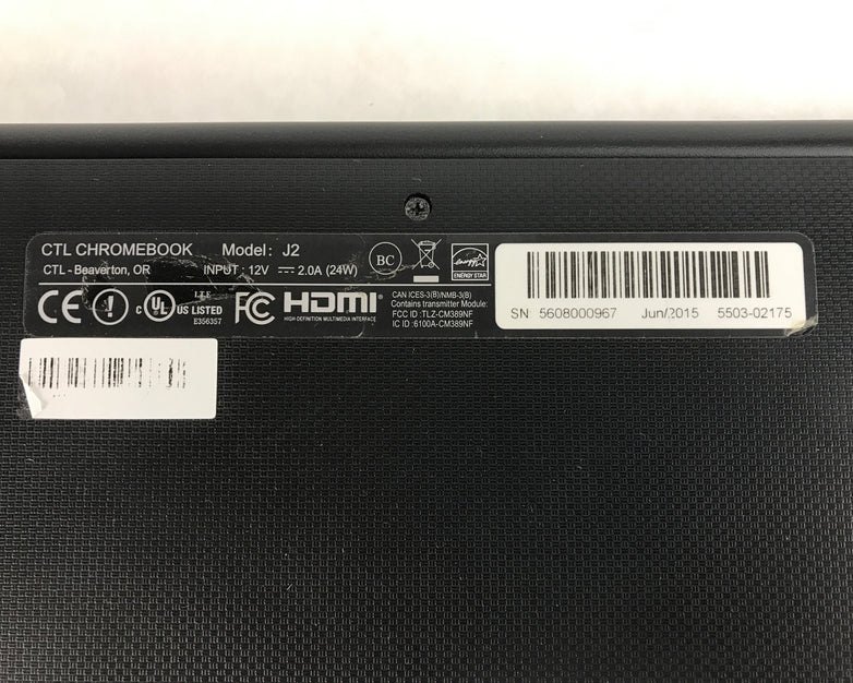 CTL Chromebook J2 11.6” 2GB RAM 16GB SSD WiFi Bluetooth - No Charger