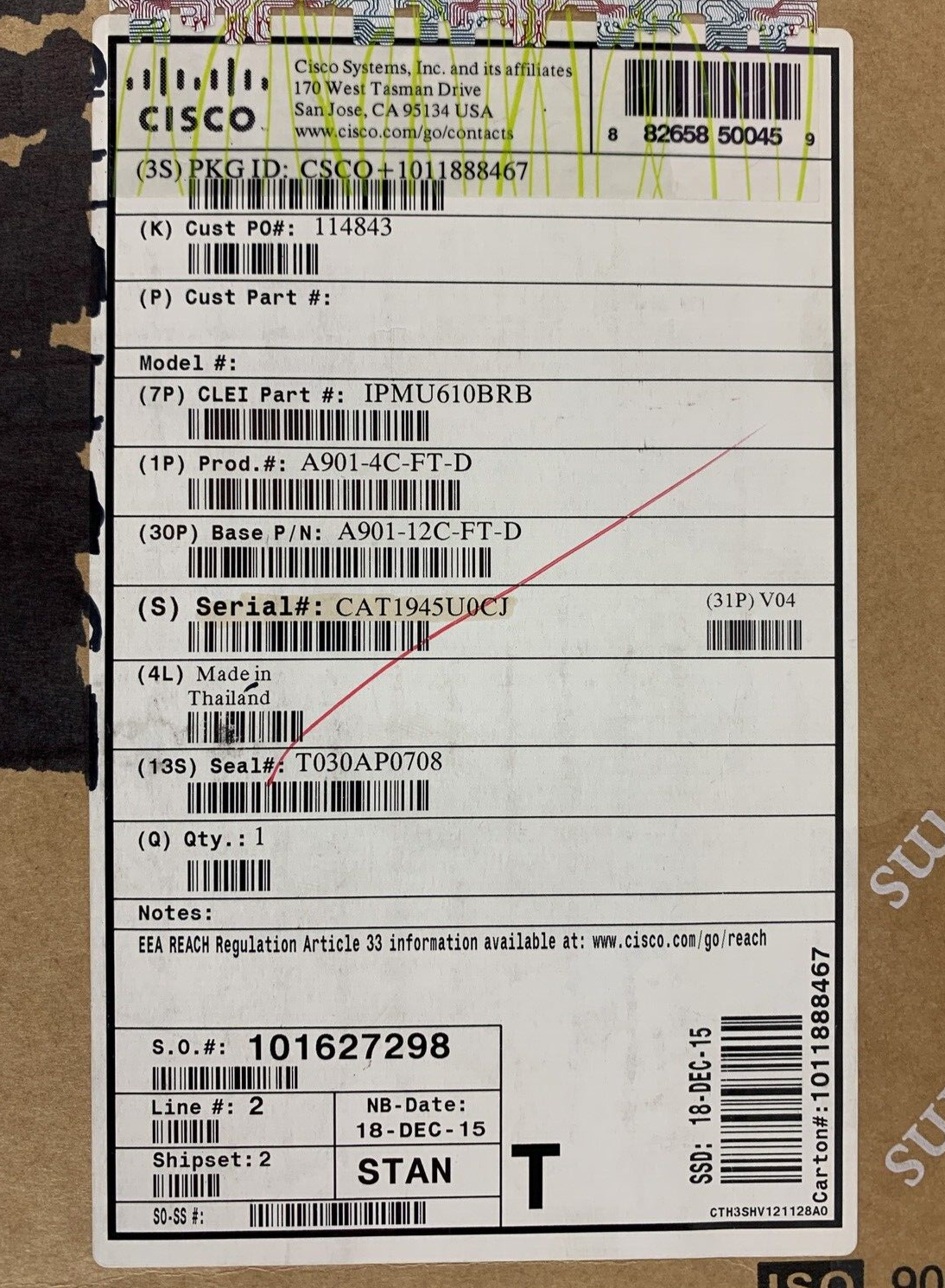 Cisco A901-4C-F-D 8-Port Ethernet Services ASR 901 Series Router Box Opened